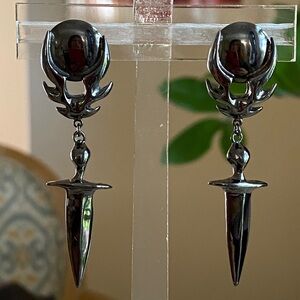 Vintage Rare Unique Robert Lee Morris Gunmetal Drop Earrings